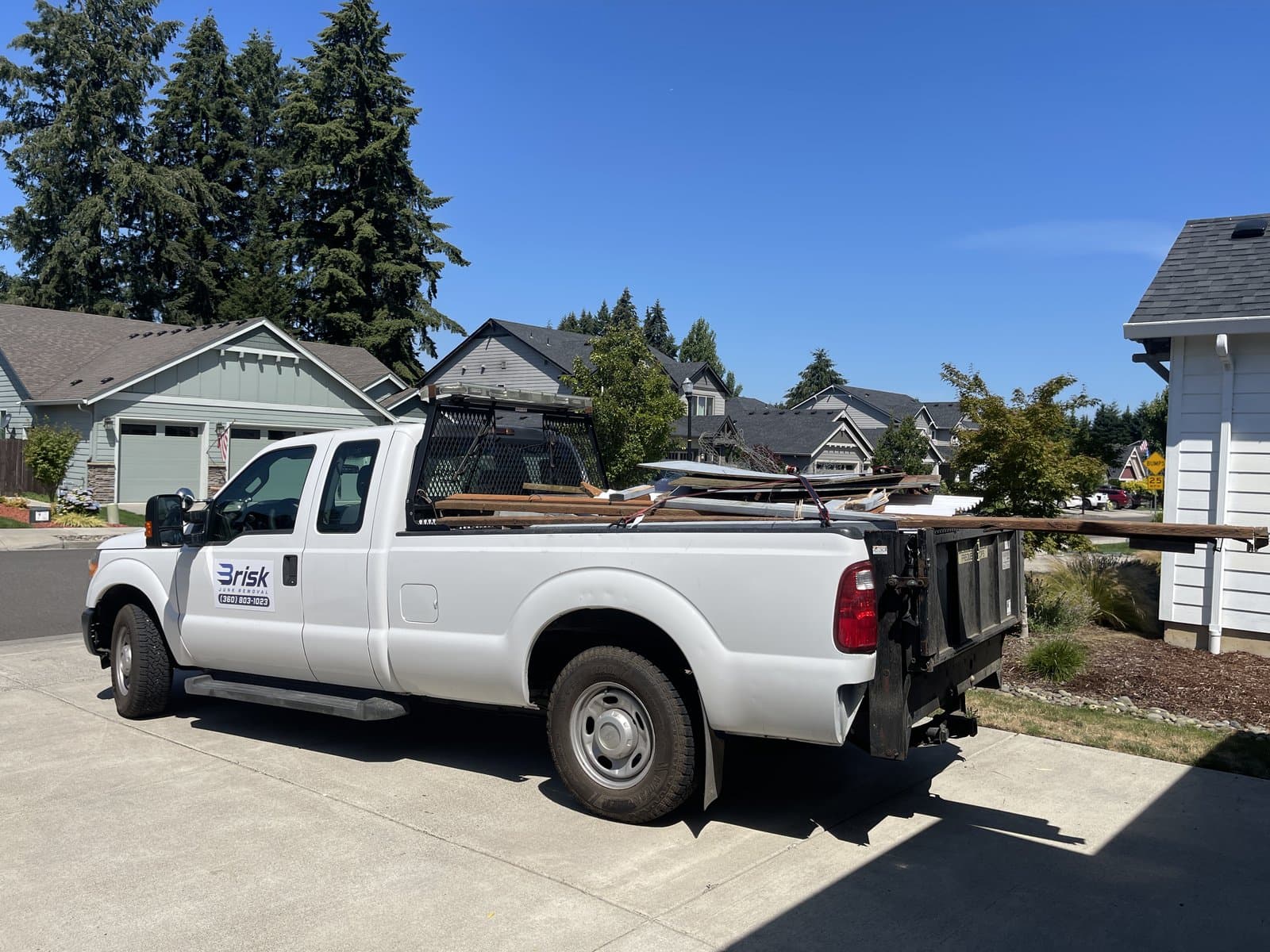 A real construction debris removal job in the Portland–Vancouver metro by Brisk Junk Removal